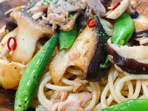 きのことツナのバター醤油スパゲティ